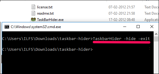 Taskbar Hider Command Line